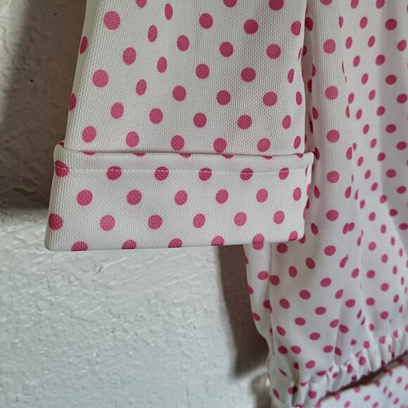 Pink Polka Dot 70s Power Suit w/ Bell Bottoms - Picture 9 of 12